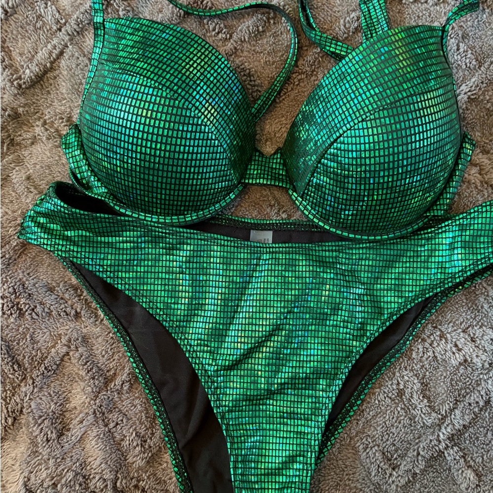 SHEIN Emerald Shimmer Bikini Set